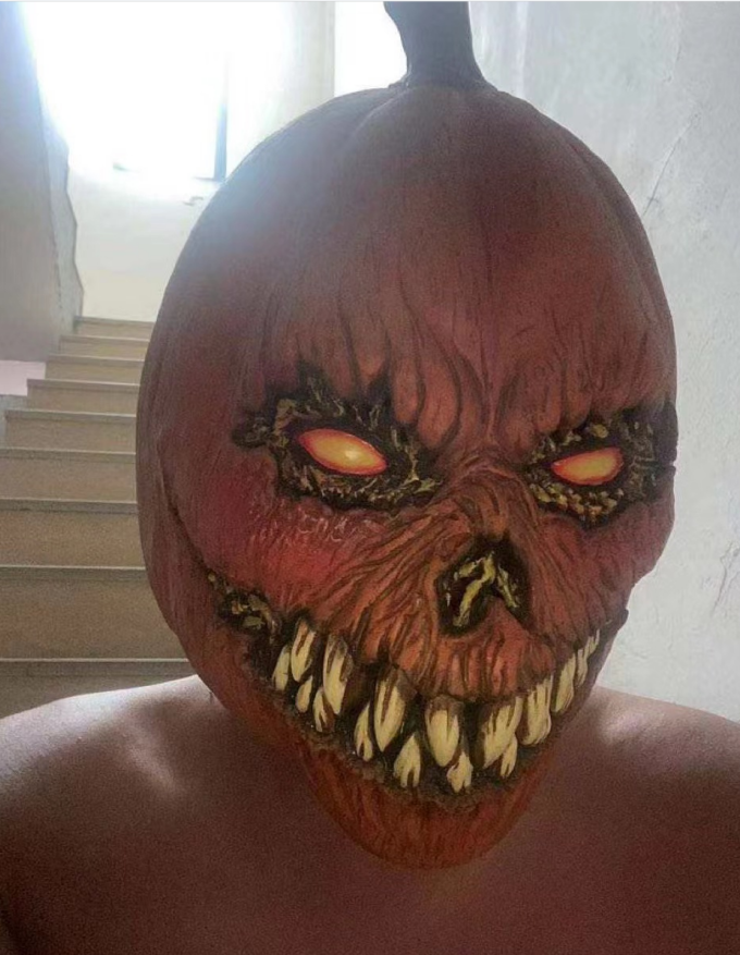 Evil Pumpkin Monster Latex Mask – Full Head Halloween Horror Mask