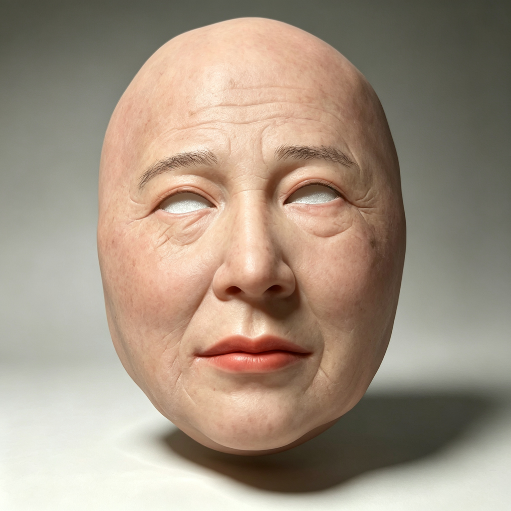 Silicone mask | Realistic old lady disguises half face of facial mask