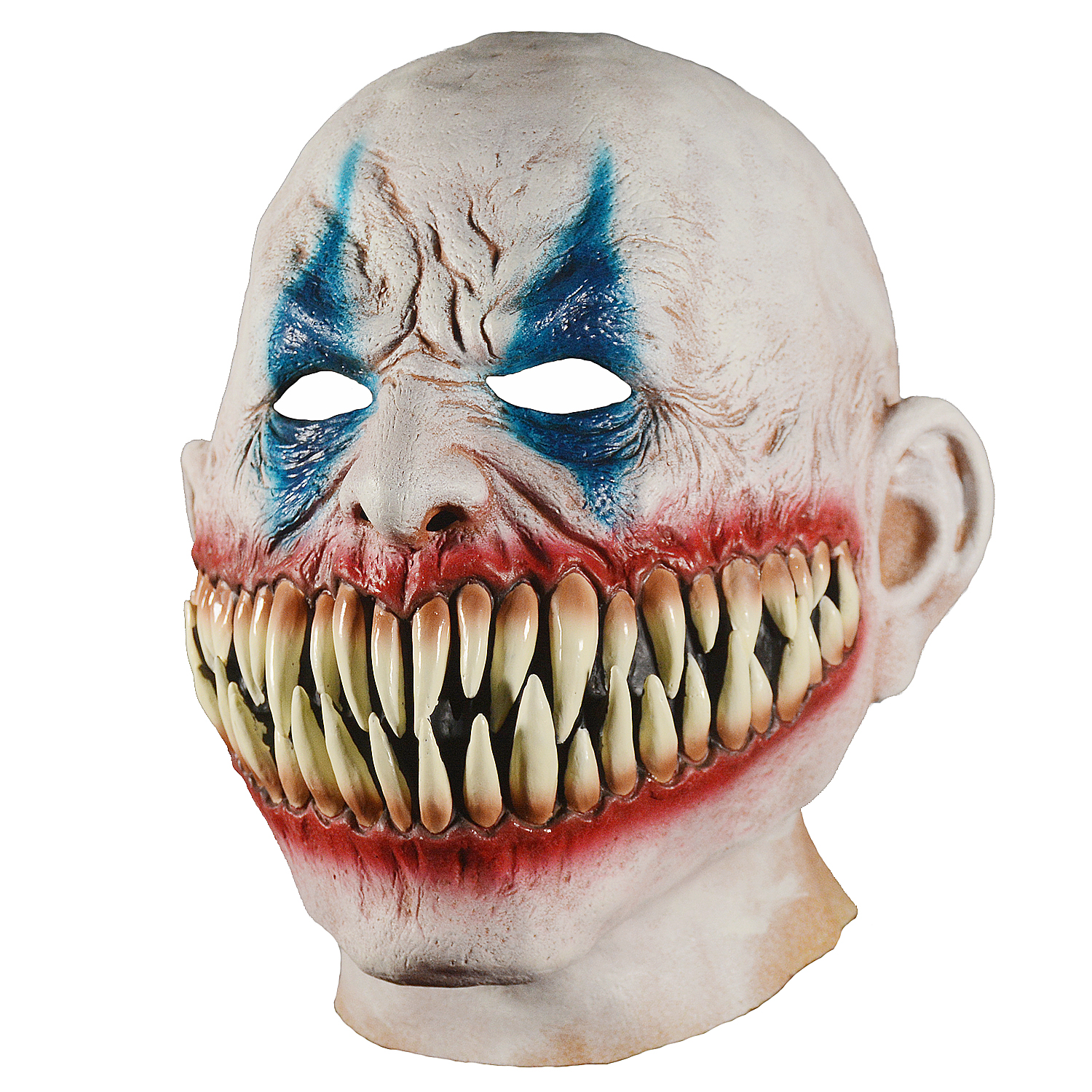 Evil Clown Latex Mask with Giant Teeth – Full Head Halloween Horror Mask