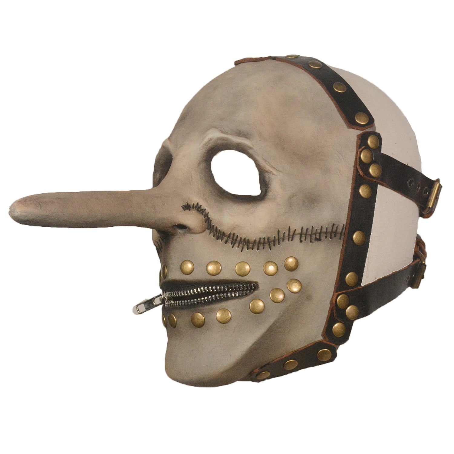 Long Nose Prisoner Latex Mask with Zipper Mouth – Halloween Horror Costume Mask