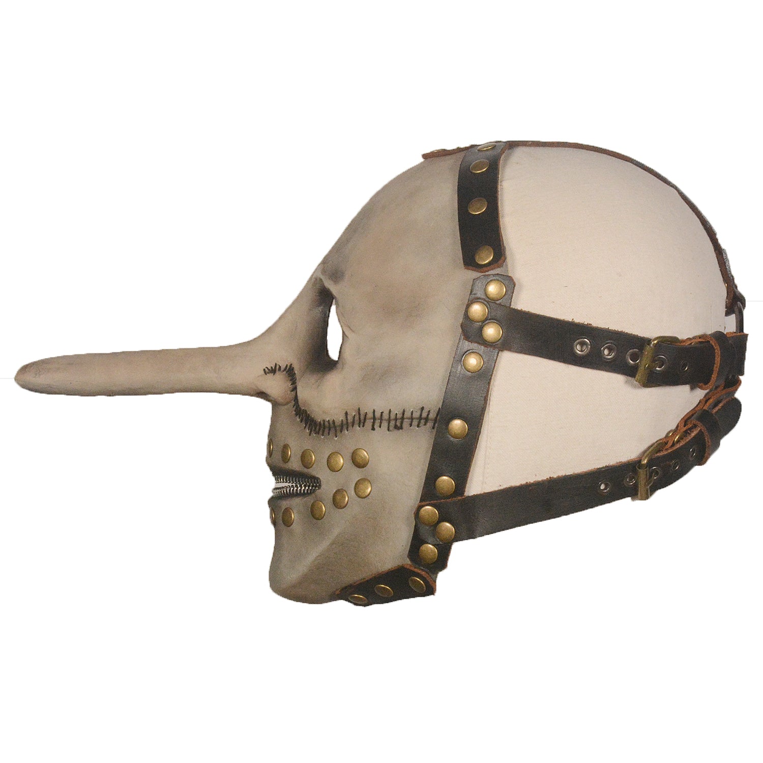 Long Nose Prisoner Latex Mask with Zipper Mouth – Halloween Horror Costume Mask