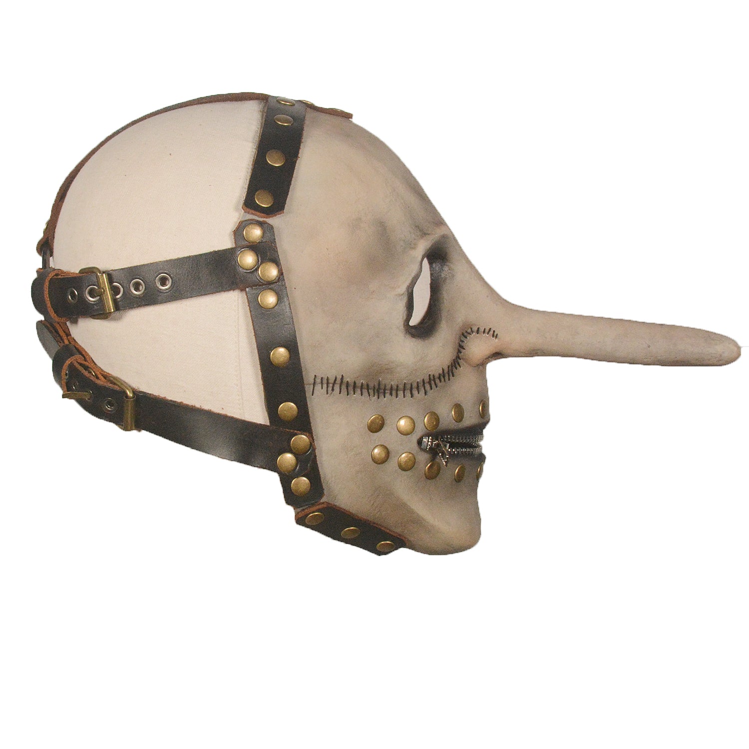 Long Nose Prisoner Latex Mask with Zipper Mouth – Halloween Horror Costume Mask