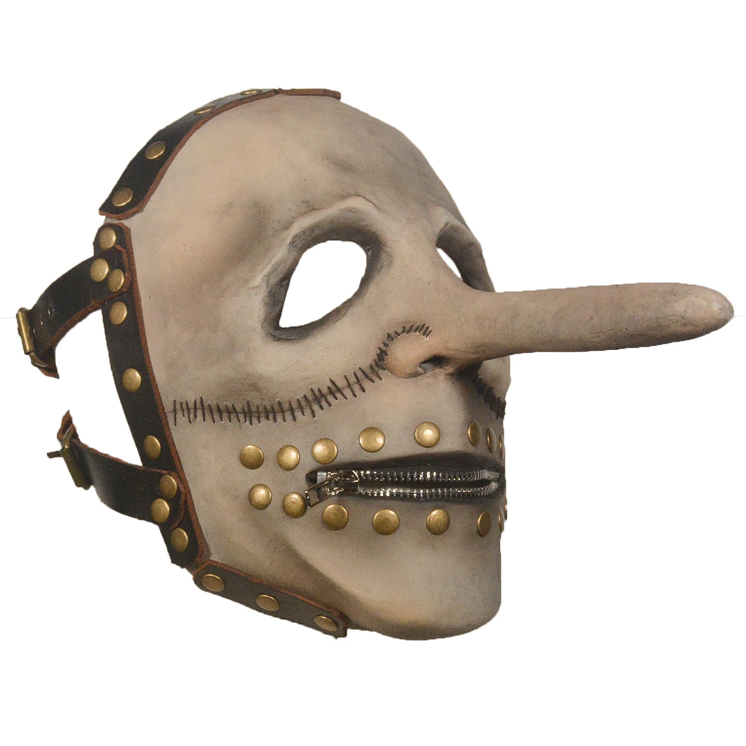 Long Nose Prisoner Latex Mask with Zipper Mouth – Halloween Horror Costume Mask