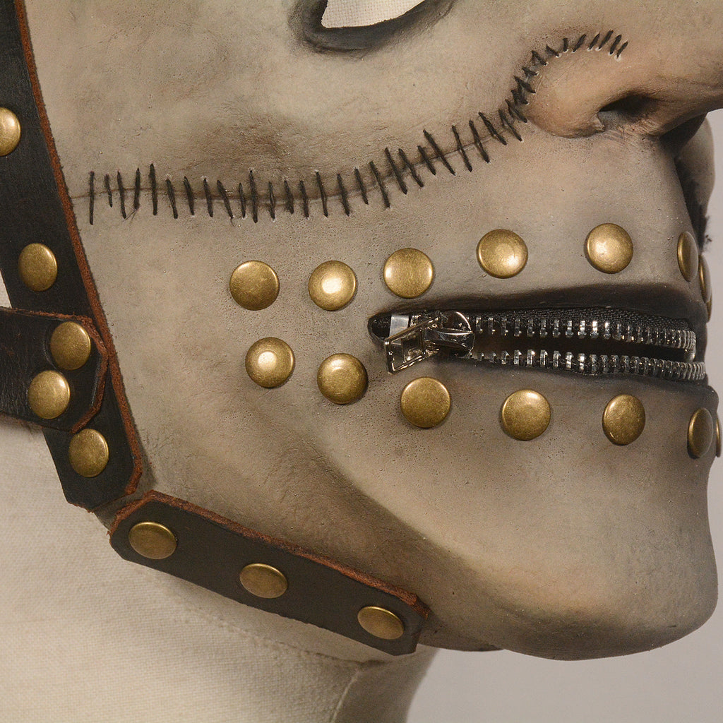 Long Nose Prisoner Latex Mask with Zipper Mouth – Halloween Horror Costume Mask