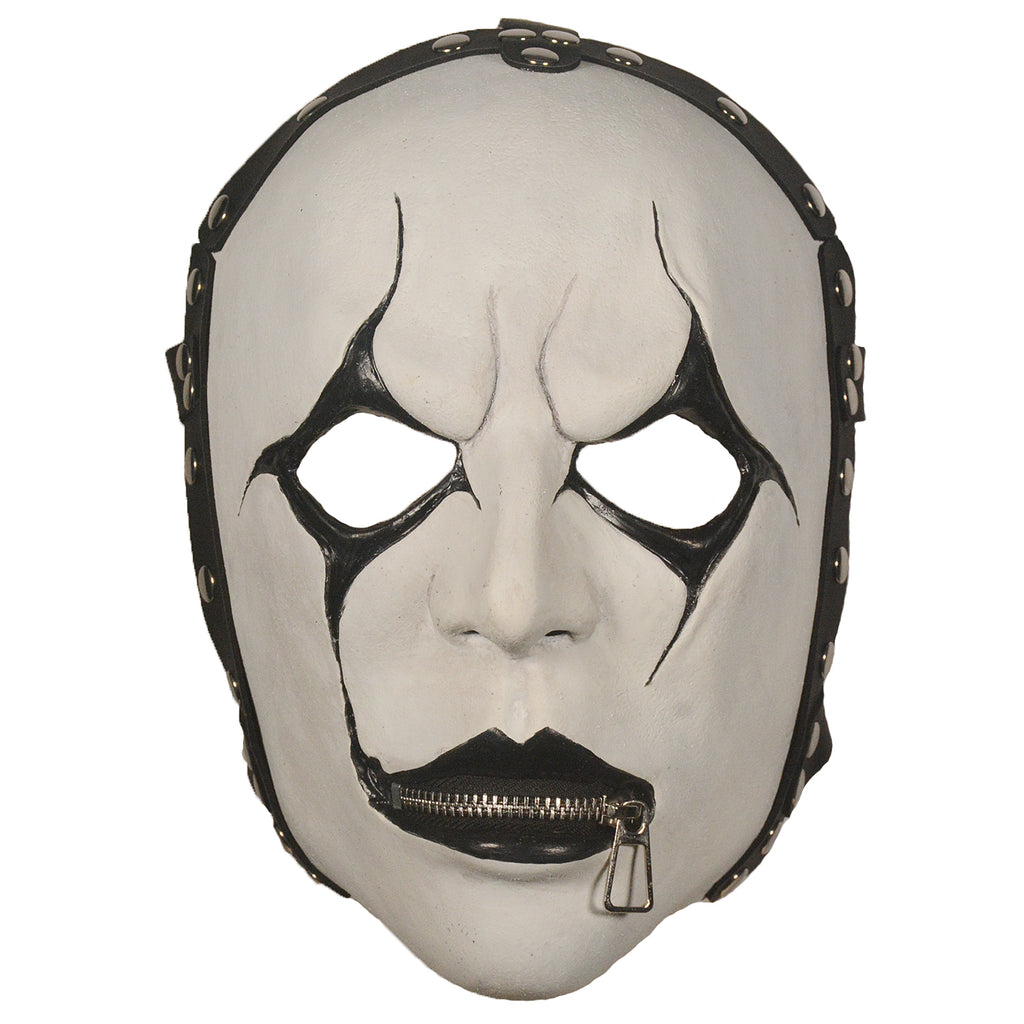 White Gothic Latex Mask with Zipper Mouth – Halloween Horror Costume Mask