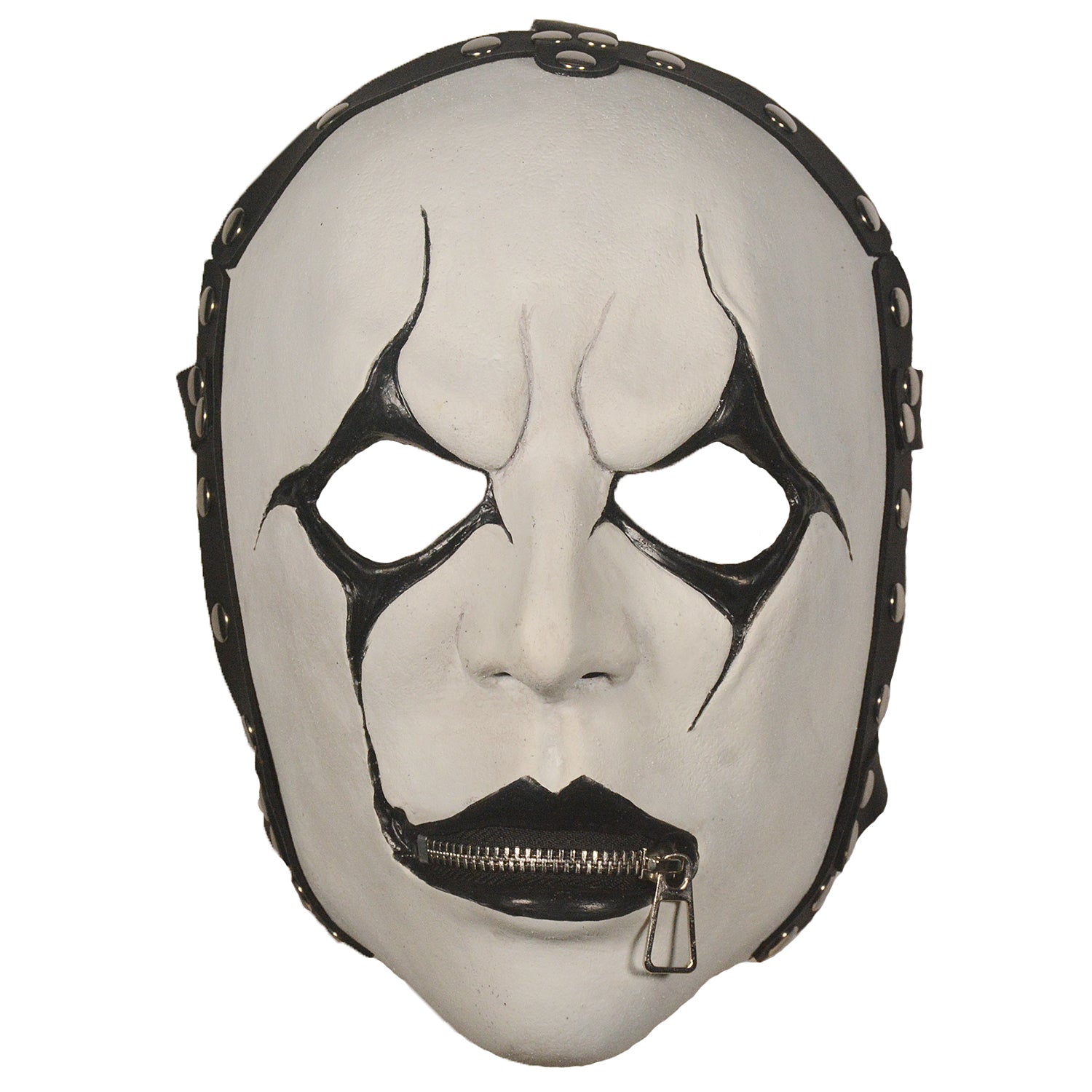 White Gothic Latex Mask with Zipper Mouth – Halloween Horror Costume Mask