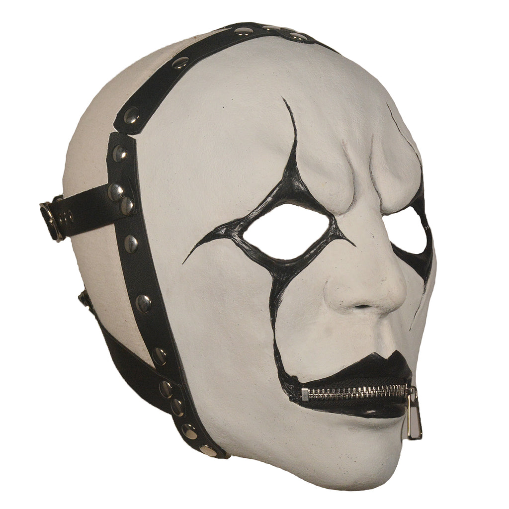 White Gothic Latex Mask with Zipper Mouth – Halloween Horror Costume Mask
