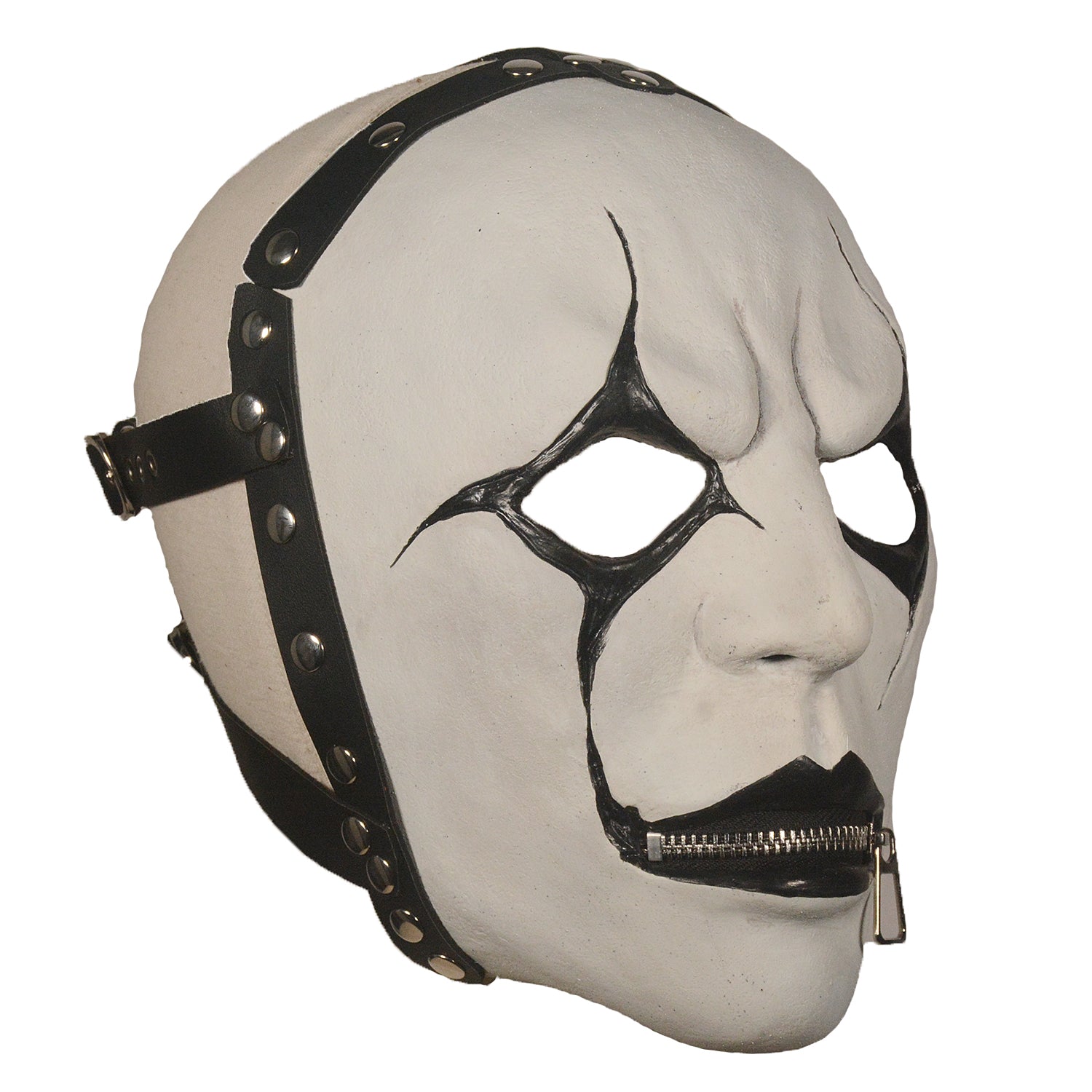 White Gothic Latex Mask with Zipper Mouth – Halloween Horror Costume Mask