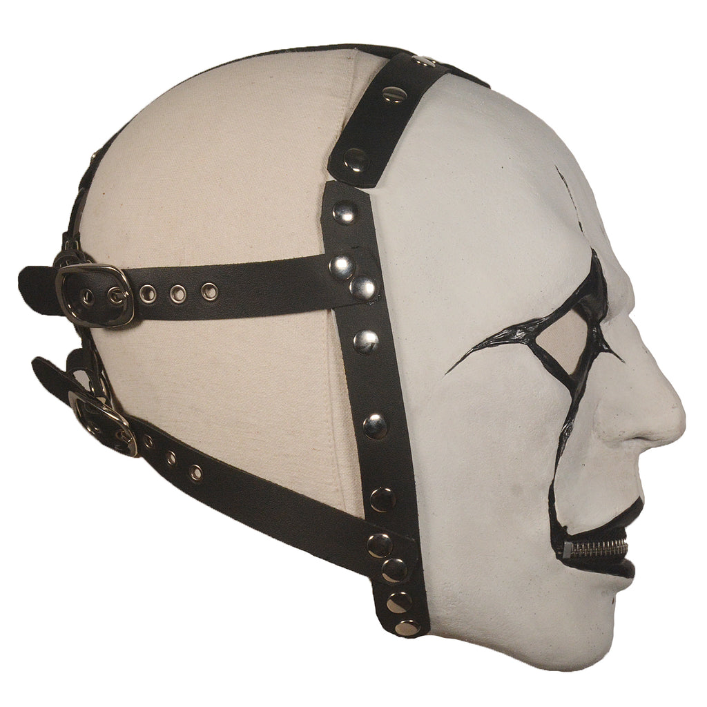 White Gothic Latex Mask with Zipper Mouth – Halloween Horror Costume Mask