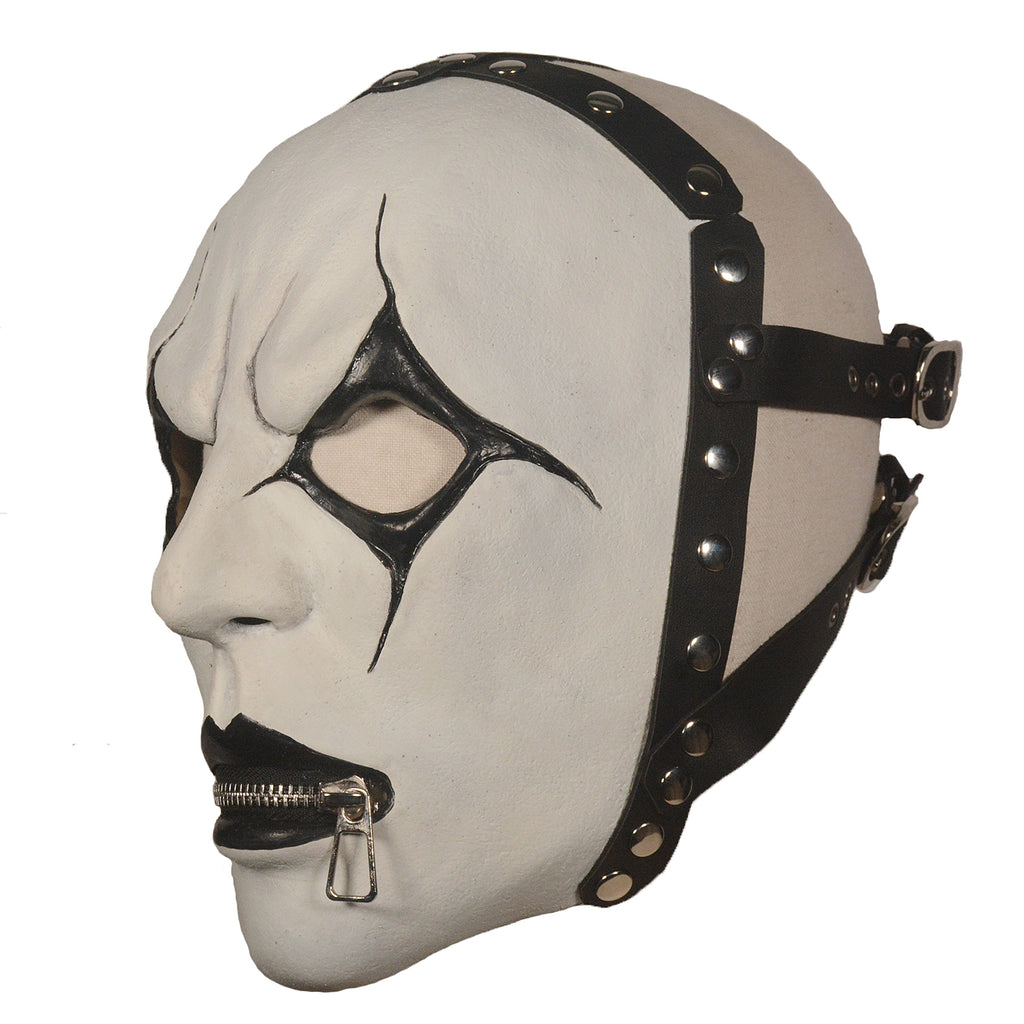 White Gothic Latex Mask with Zipper Mouth – Halloween Horror Costume Mask