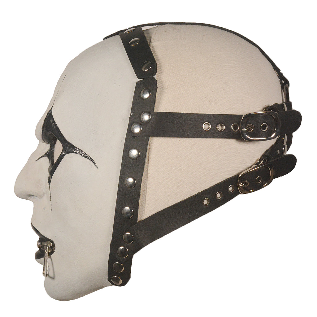 White Gothic Latex Mask with Zipper Mouth – Halloween Horror Costume Mask