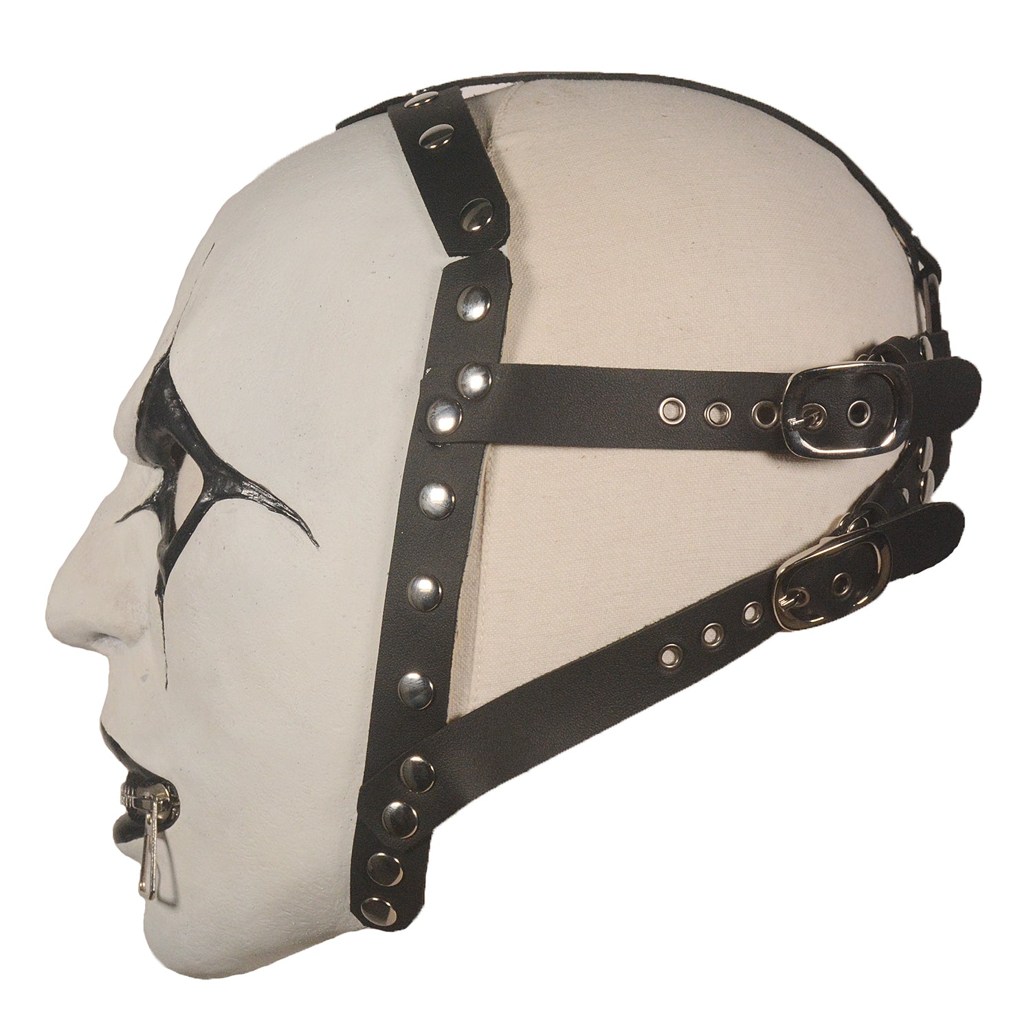 White Gothic Latex Mask with Zipper Mouth – Halloween Horror Costume Mask
