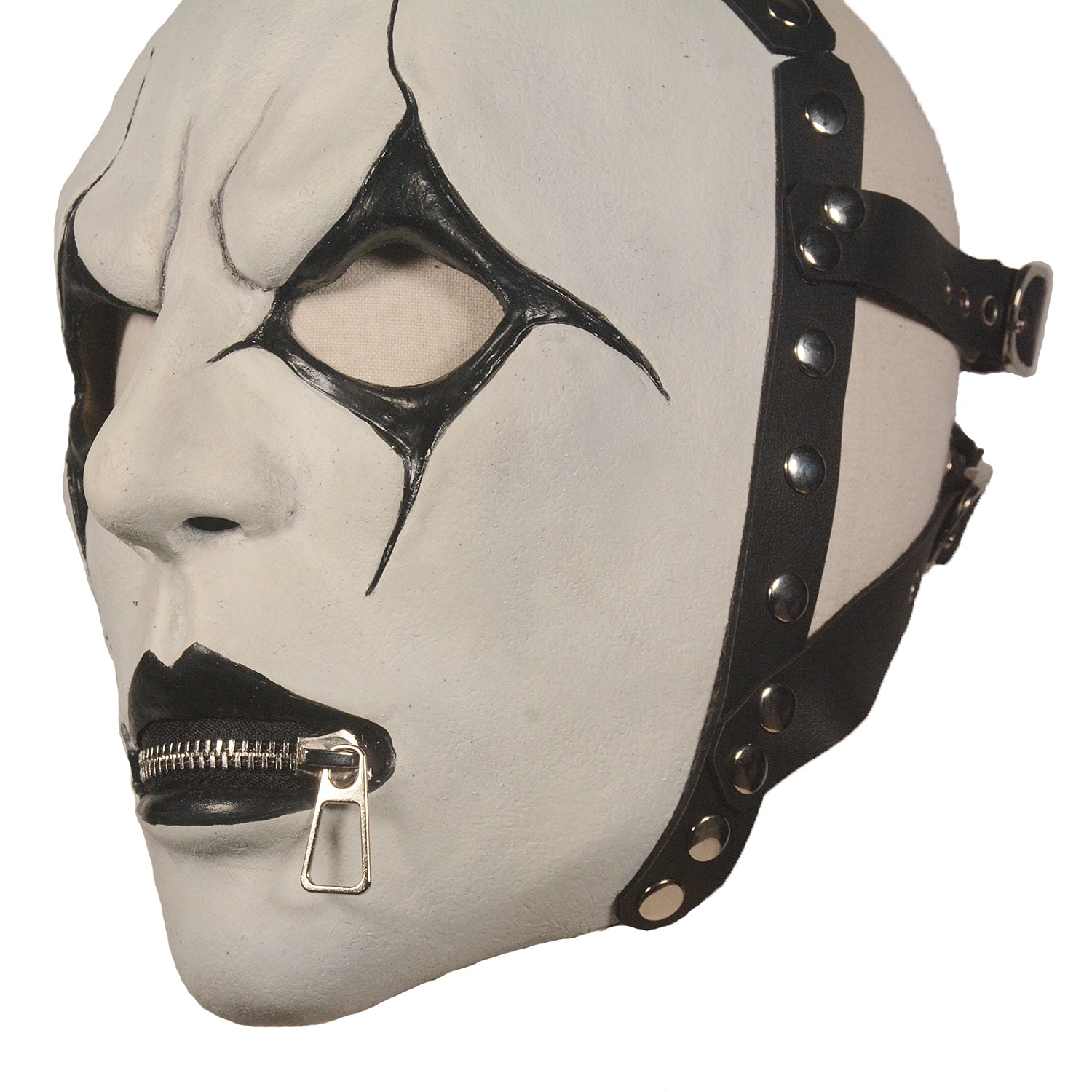 White Gothic Latex Mask with Zipper Mouth – Halloween Horror Costume Mask