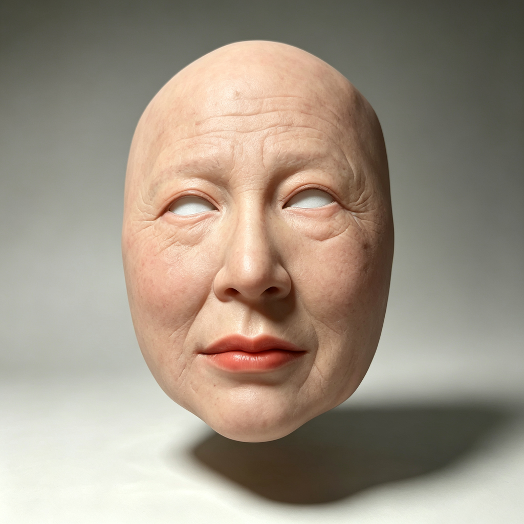 Silicone mask | Realistic old lady disguises half face of facial mask
