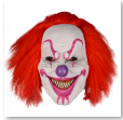 Purple Nose Evil Clown Latex Mask with Red Hair – Halloween Horror Mask